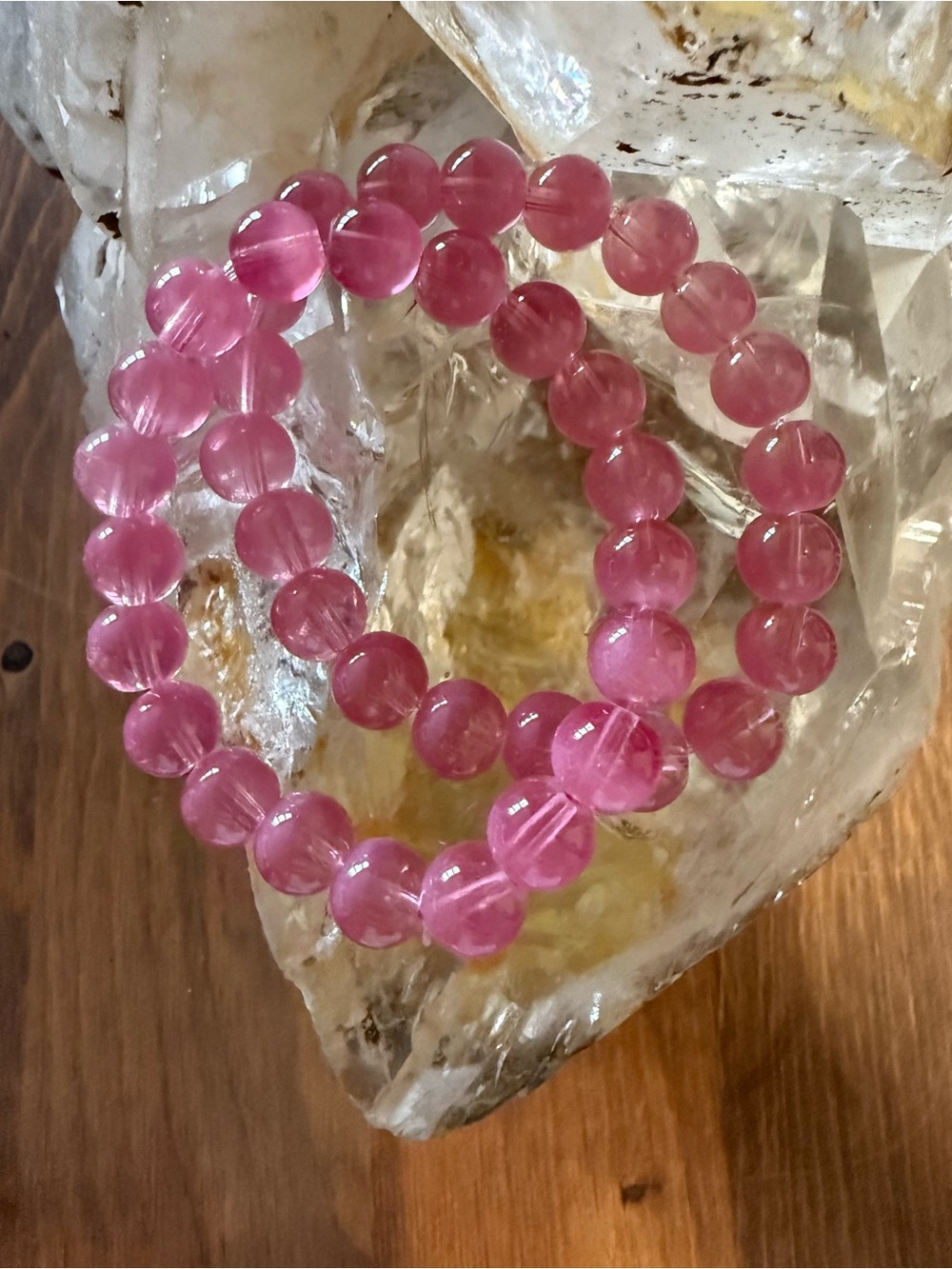 Pink Beaded Stretch Bracelet - 2 pieces Women Jewelry